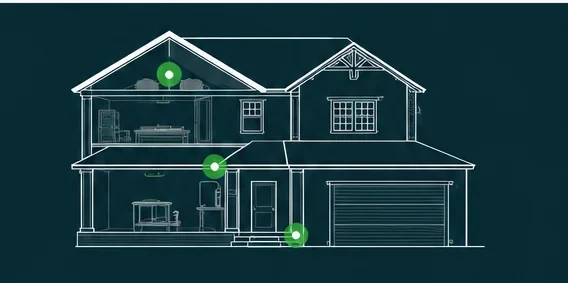 Diagram of a home with hazard hotspots marked