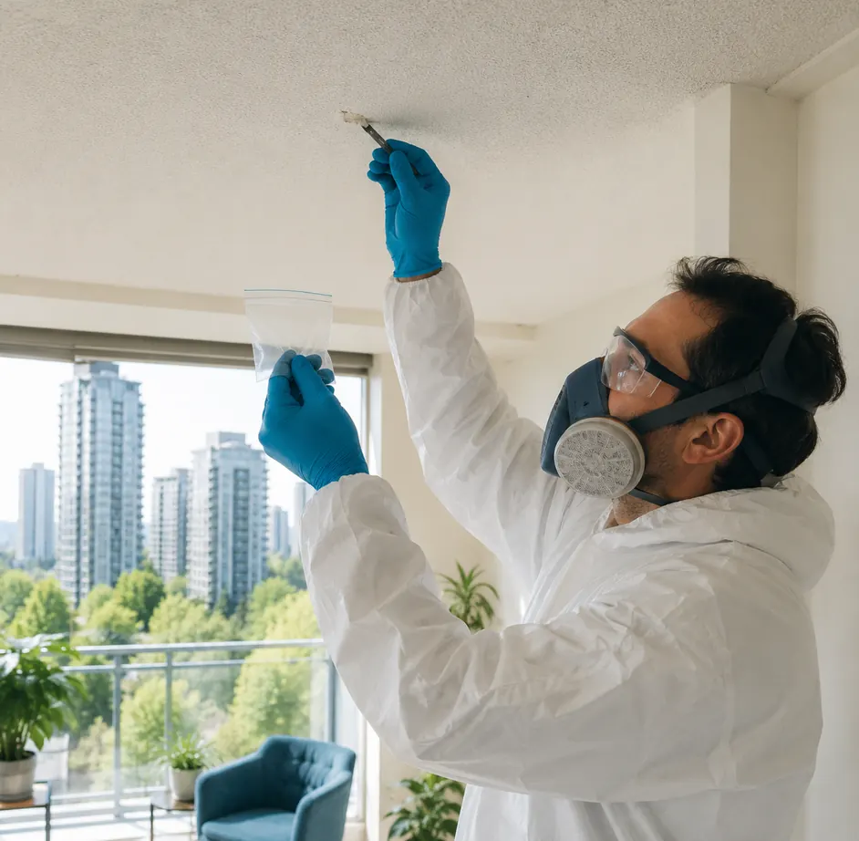 Professional asbestos sample testing preparation